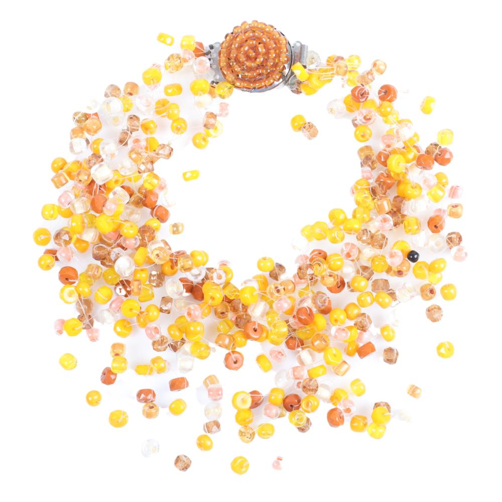 Appraisal: LANGINI CASCADING MONO FILAMENT ORANGE AMBER AND MUSTARD BEAD NECKLACE