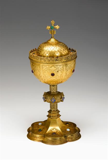 Appraisal: Silver gilt and gilt metal 'jewel' mounted chalice late th