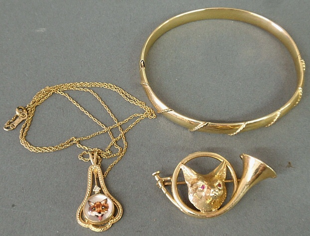 Appraisal: - Group of k y g jewelry to incl a