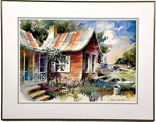 Appraisal: Josie van Gent Edell South Carolina - THE BOATYARD watercolor