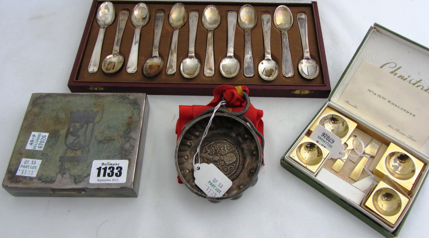 Appraisal: European wares comprising a set of twelve coffee spoons cased