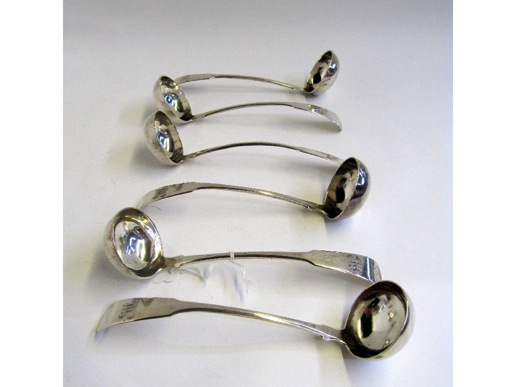 Appraisal: A set of six silver sauce ladles Glasgow