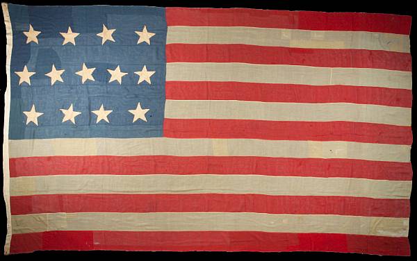 Appraisal: An American linen thirteen star flag second half th century