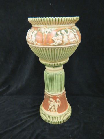 Appraisal: Roseville Pottery Donatello Jardiniere Pedestal diameter pot overall tall