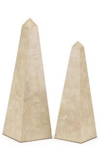 Appraisal: Pair Graduated Tessellated Travertine Obelisks Continental late th century A