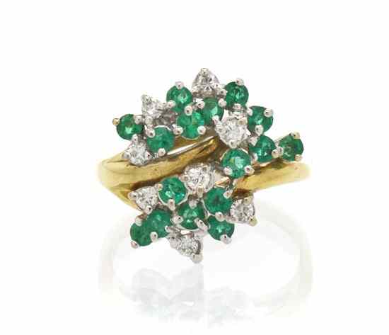 Appraisal: An Karat Yellow Gold Emerald and Diamond Ring containing round