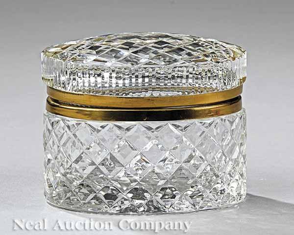 Appraisal: A French Cut Crystal Oval Box th c with gilt