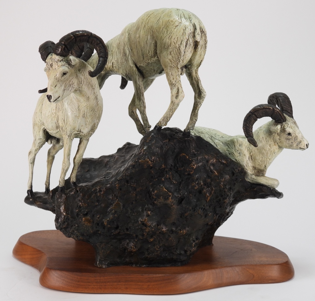 Appraisal: J SHIRLY BOTHUM MOUNTAIN GOAT BRONZE SCULPTURE Oregon Kansas -