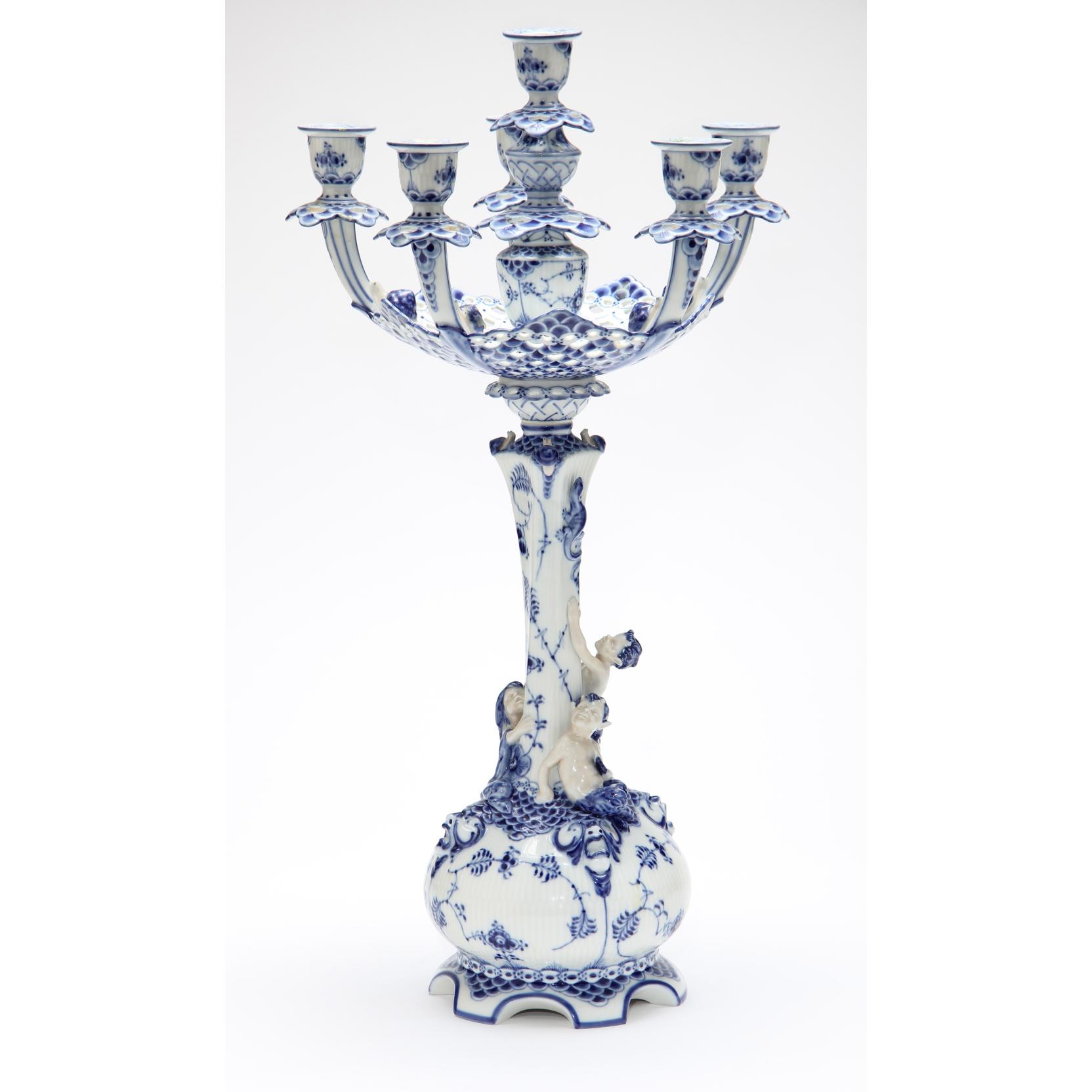 Appraisal: Royal Copenhagen Full Lace Six Arm Candelabra - mark to