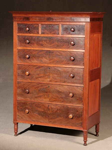 Appraisal: Federal Cherry and Mahogany Tall Chest of Drawers Possibly Western