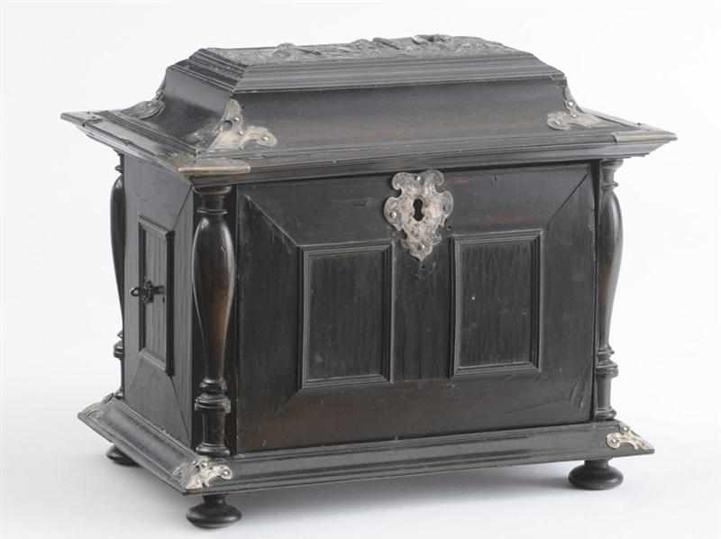 Appraisal: FLEMISH OR GERMAN EBONY VENEERED AND SILVER MOUNTED TABLE CASKET