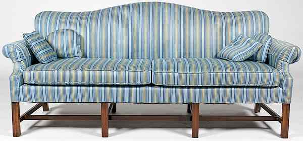 Appraisal: Chippendale-style Sofa American a Chippendale-style sofa with serpentine crestrail outscrolling