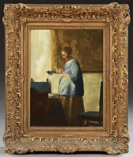 Appraisal: After Johannes Vermeer - Woman in Blue Reading a Letter