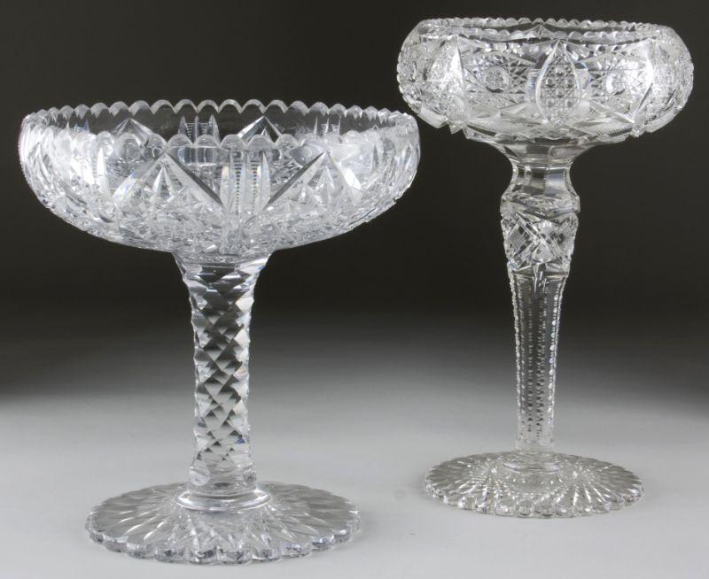 Appraisal: Two Cut Glass Compotes the first with an inwardly curved