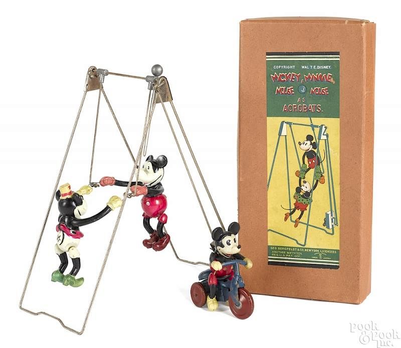 Appraisal: Mickey Minnie Mouse as Acrobats celluloid wind-u Mickey Minnie Mouse