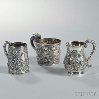 Appraisal: Three Chinese Export Silver Cups late th early th century