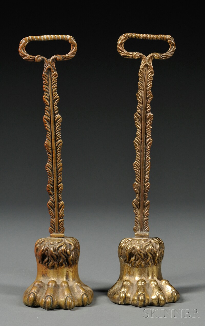 Appraisal: Pair of Georgian Brass Doorstops England each shaped as a