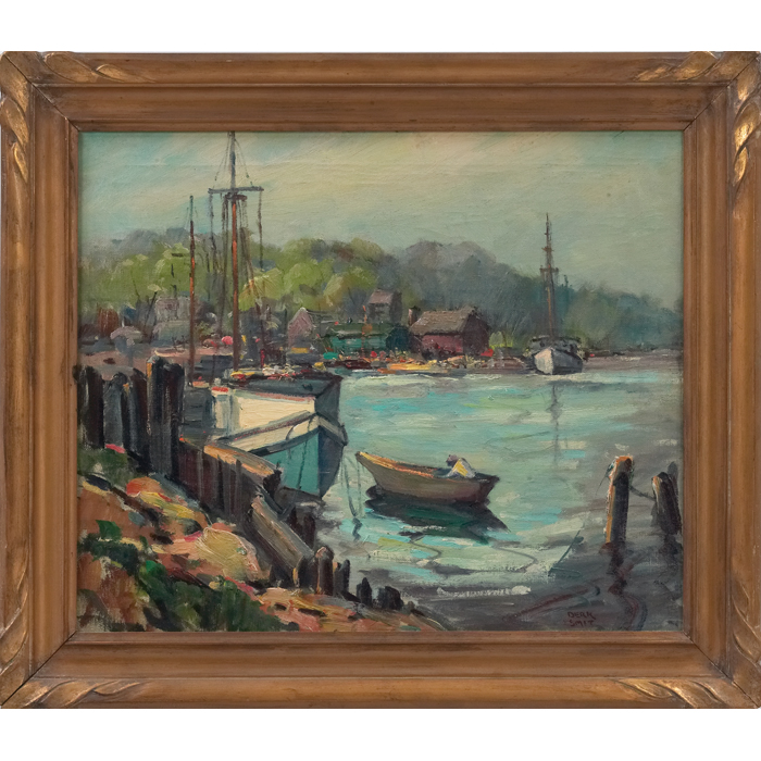 Appraisal: Derk Smit Dutch American - ''Harbor Scene '' c oilon