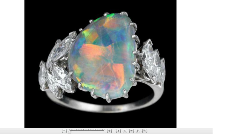 Appraisal: Platinum and diamond black opal ringca