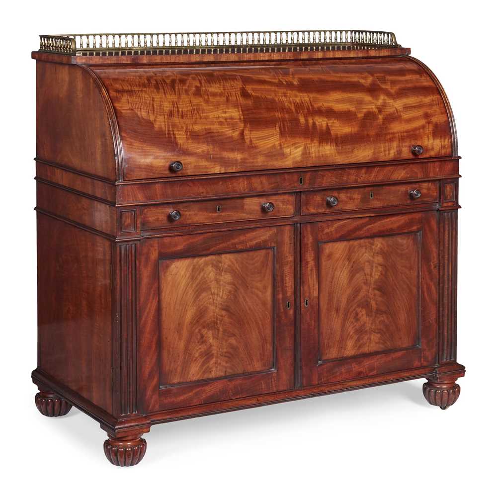 Appraisal: REGENCY MAHOGANY CYLINDER DESK ATTRIBUTED TO GILLOWS EARLY TH CENTURY