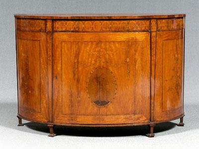 Appraisal: Adam style demilune cabinet highly inlaid satinwood banded top with