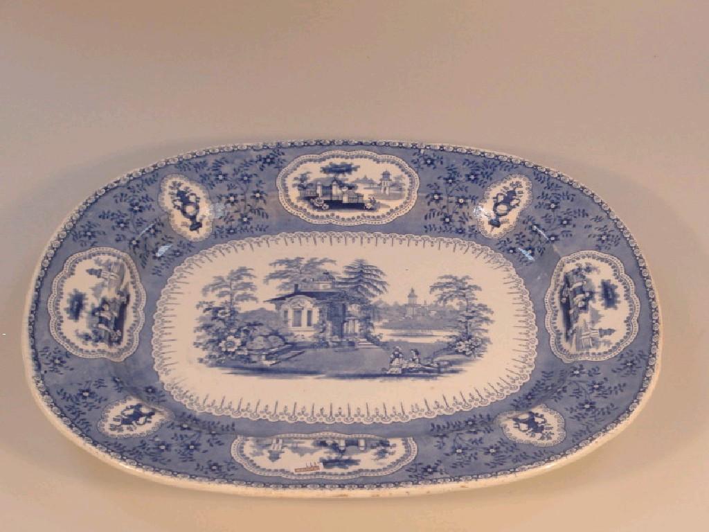 Appraisal: A thC blue and white transfer printed meat plate a