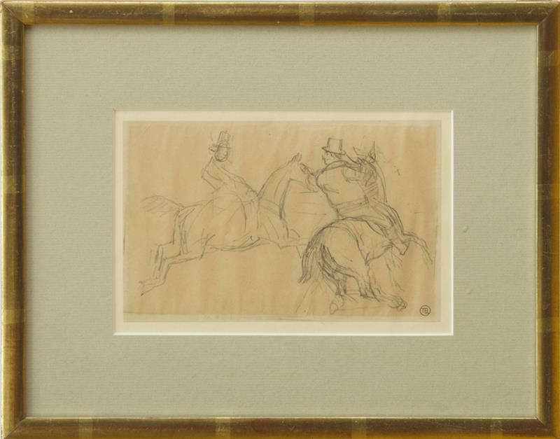 Appraisal: THOMAS ESMOND LOWINSKY - STUDY OF TWO HORSES WITH RIDERS