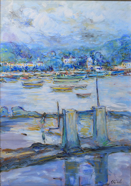 Appraisal: LATE TH CENTURY EUROPEAN SCHOOL - Boats in a harbour