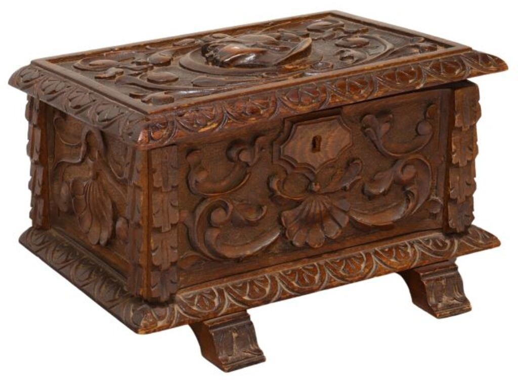 Appraisal: Spanish Renaissance style table box early th c hinged lid