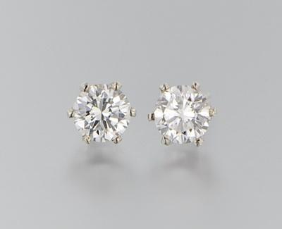 Appraisal: A Pair of Diamond Stud Earrings k white gold mountings