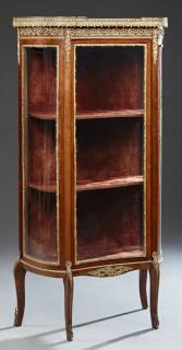 Appraisal: French Belle Epoque Ormolu Mounted Mahogany Marble Top Vitrine c