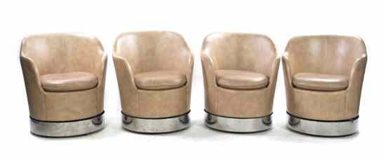 Appraisal: A Set of Four Art Deco Style Leather Club Chairs