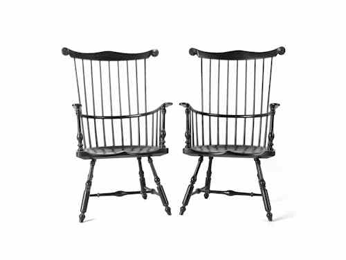 Appraisal: Pair of Saybold Cleland Windsor armchairs