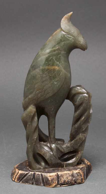 Appraisal: Chinese carved jade bird figure late th century mounted on