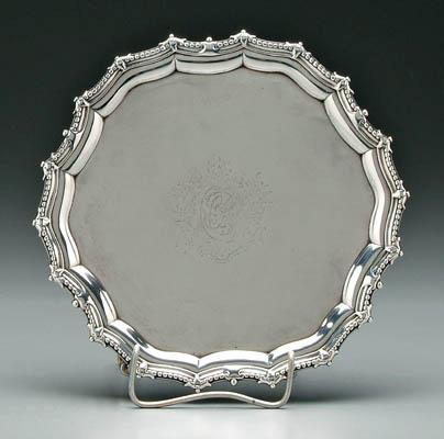 Appraisal: Charles Kandler English silver waiter scalloped border three openwork and