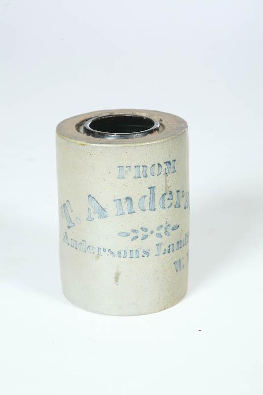 Appraisal: RARE STONEWARE CANNING JAR Cobalt-stenciled mark for T Anderson Anderson's