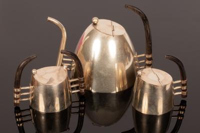 Appraisal: An Indian silver three-piece tea set Whorra Bros in the