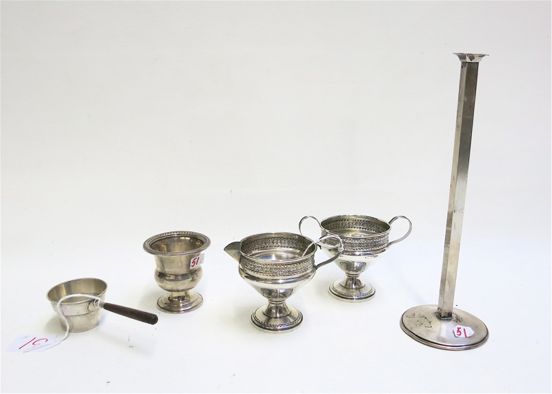 Appraisal: FIVE PIECES STERLING SILVER TABLEWARE Frank Whiting bud vase piece