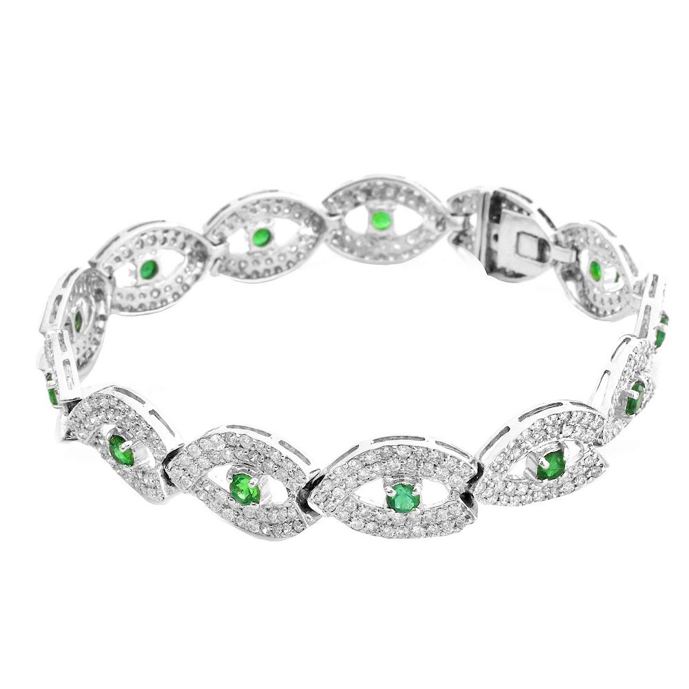 Appraisal: Diamond Emerald and K Gold Bracelet Approx Carat TW Pave