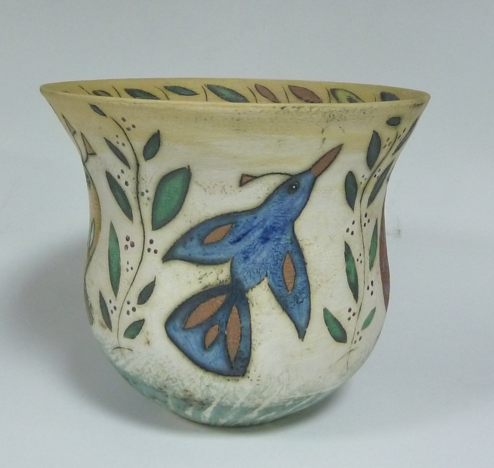 Appraisal: Stephanie Redfern A vase incised and decorated with birds signed