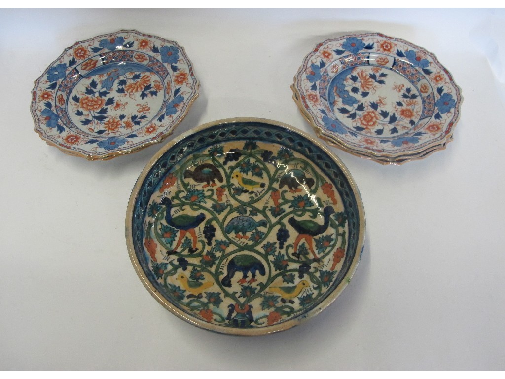 Appraisal: Persian dish and five Ironstone china plates