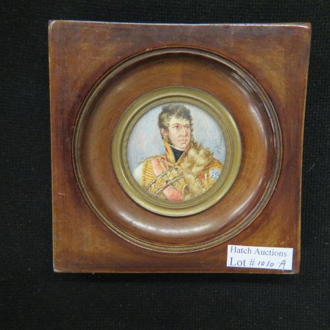 Appraisal: Miniature Painting on Ivory of an Officer artist signed diameter