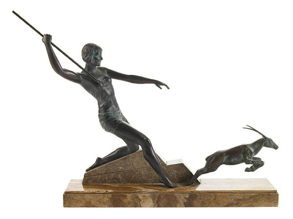 Appraisal: J Dauvergne French wk s Dianne amp Ibex spelter and