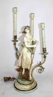 Appraisal: Vintage painted regule figural lamp after Moreau Vintage painted regule