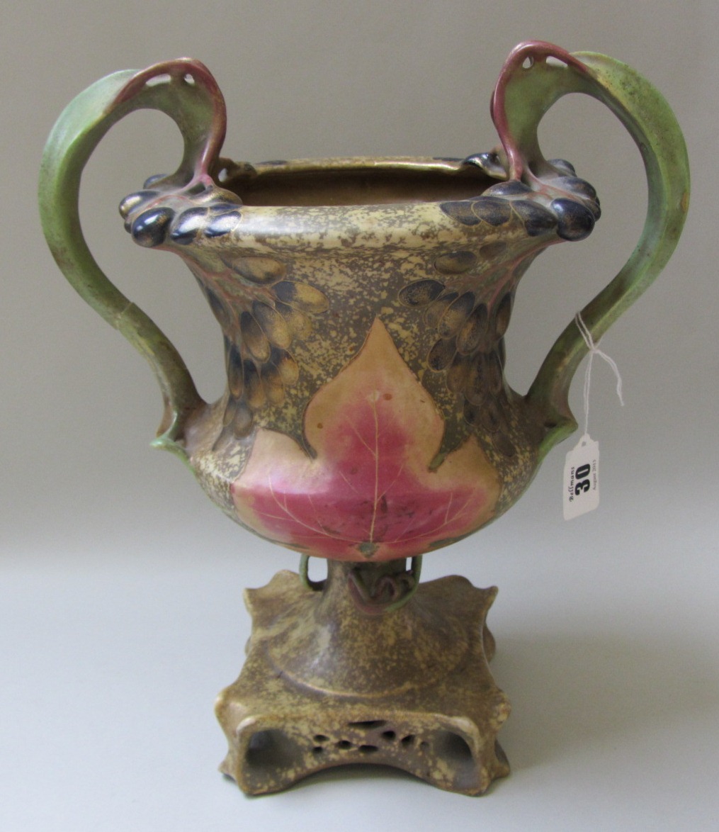 Appraisal: An Amphora two-handled earthenware vase early th century of campana