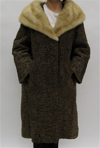 Appraisal: LADY'S CARACUL WOOL FULL LENGTH COAT with autumn haze mink