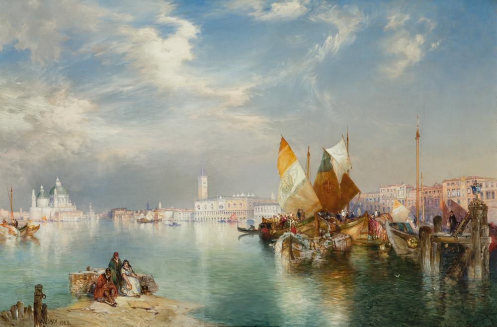 Appraisal: THOMAS MORAN American - Venice oil on canvas signed and