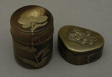 Appraisal: Japanese Horn Snuff Box Together with a Japanese mixed metal