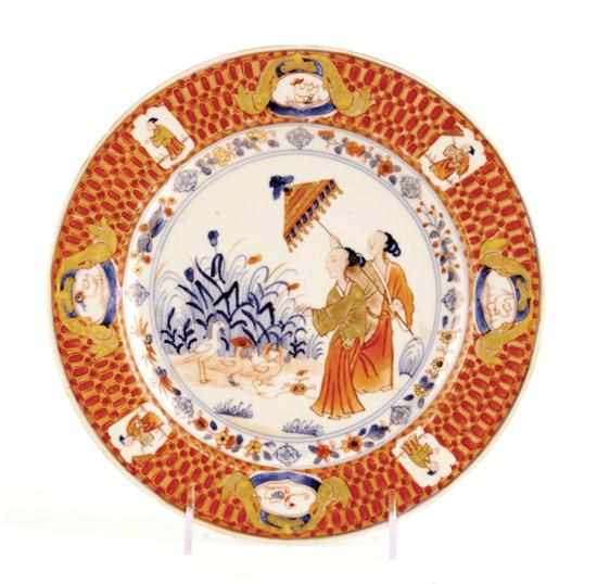 Appraisal: Chinese Export Pronk Dame au Parasol plate circa for the