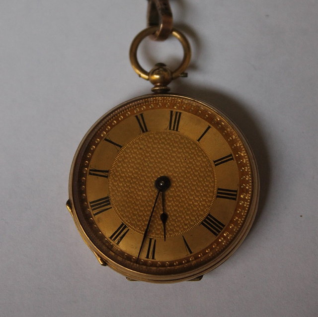 Appraisal: A CONTINENTAL K GOLD POCKET WATCH with gilt dial and